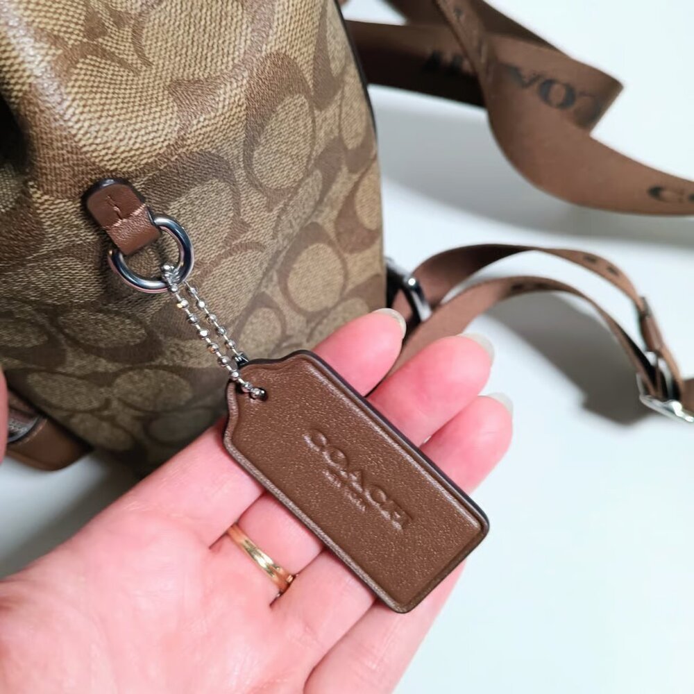 Coach Pace Backpack In Signature Canvas Khaki Saddle CR130 - Picture 8 of 9